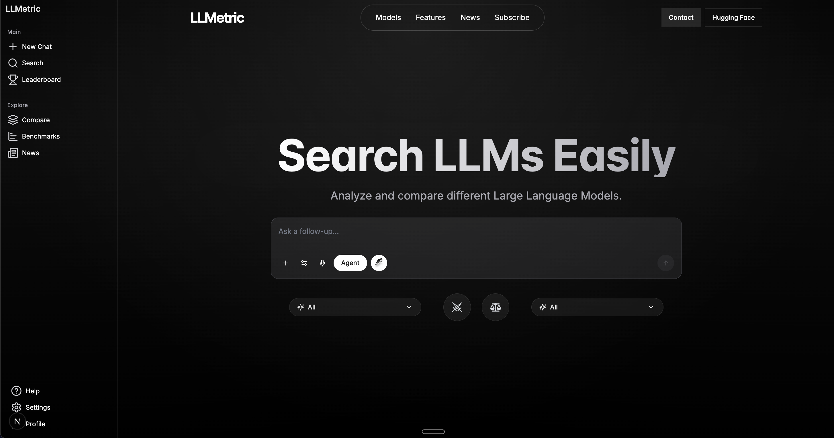 LLMetric Search Interface
